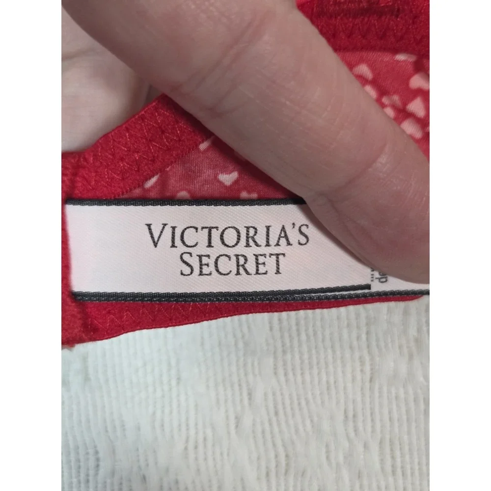 Victoria's‎ Secret Lined Demi Bra Womens 34D Red Heart Print Underwire Lingerie